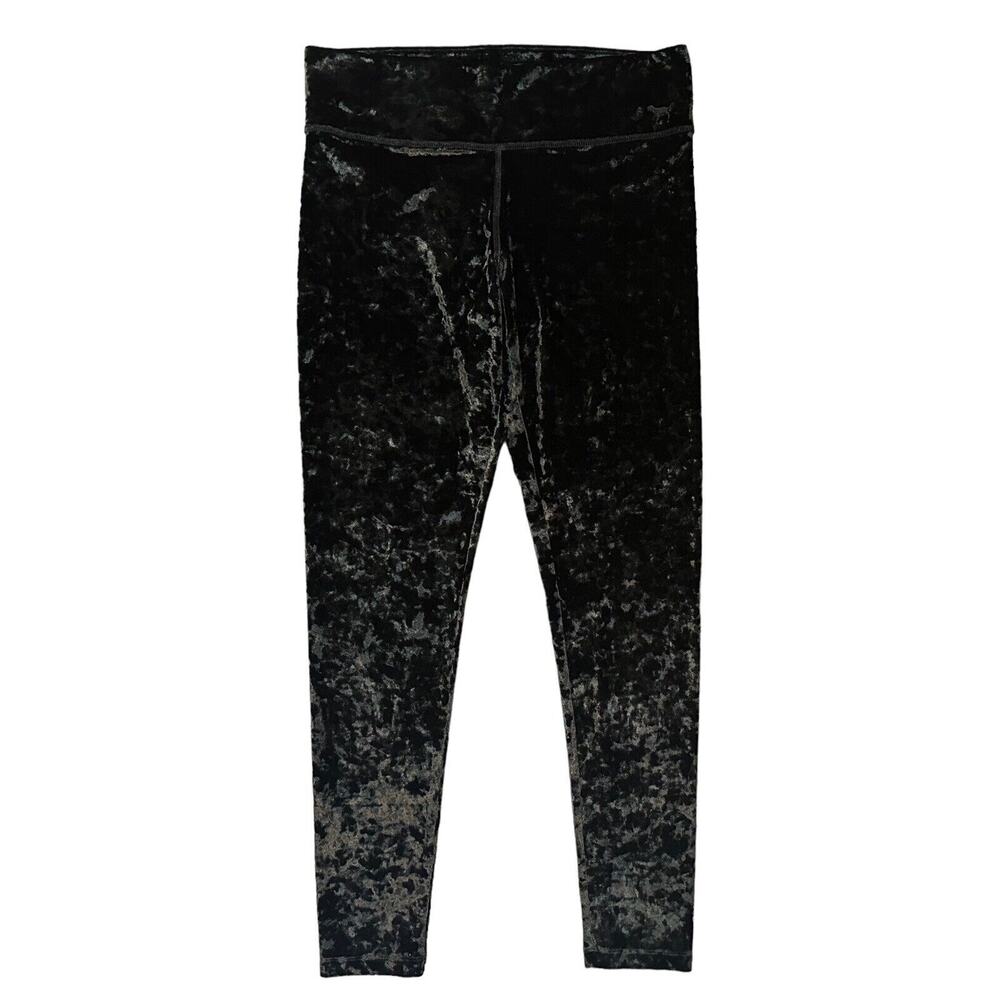 PINK Victoria’s Secret Ultimate Leggings Black Stretch Velvet Womens Size Medium